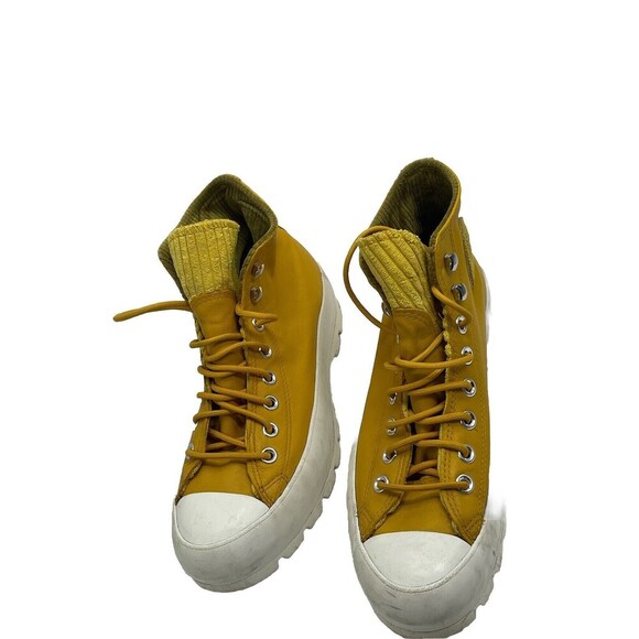 Converse Chuck Taylor All Star High Top Leather Lugged Boots Gold Dart Size 9 - Picture 3 of 16